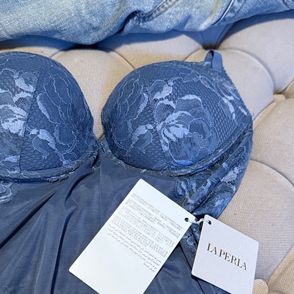 La Perla Midnight Blue Lace Slip - Picture 2 of 6